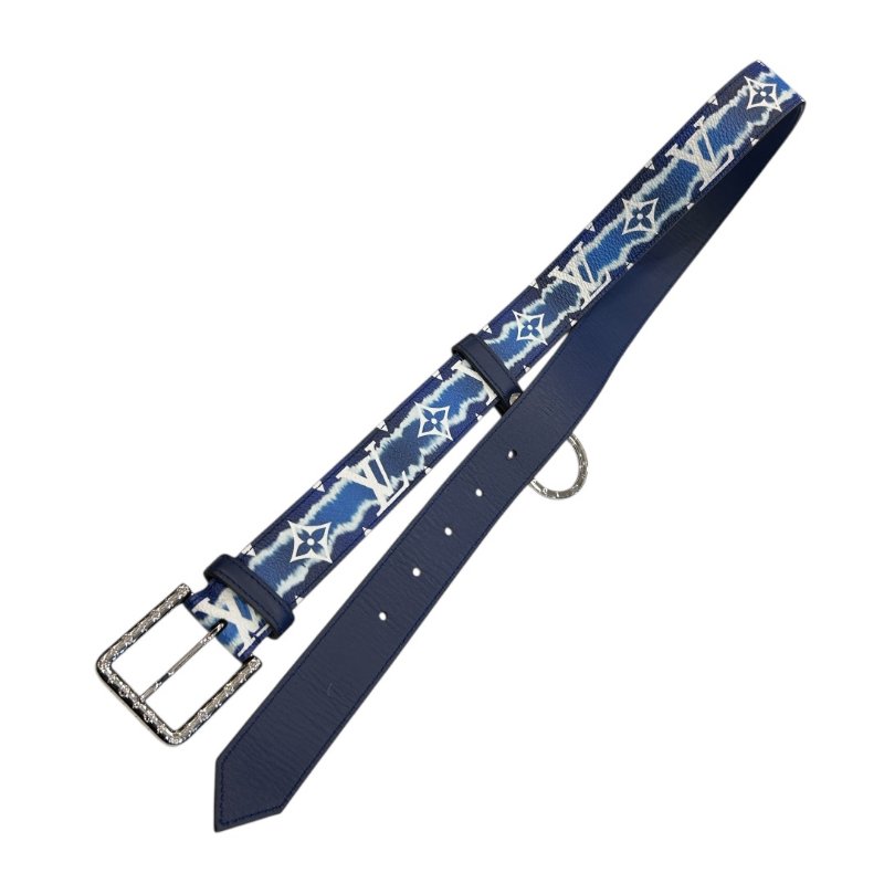 ＬＶ藍色字紋掛件腰帶-12