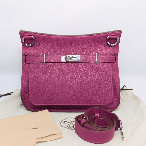 HERMES 錦葵紫銀扣吉普賽31肩背斜背包31*24*13 98新配件塵袋毛氈布