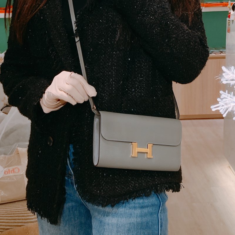 TW4601 Hermes愛馬仕 康康 積雨雲灰 銀扣Constance To Go Epsom 0L Gris Meyer-13