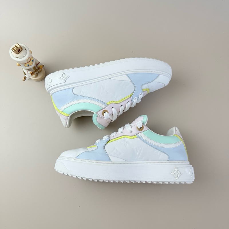 LV/路易威登 Time Out藍粉浮雕老花休閒鞋 36碼 98新 品相不錯-3