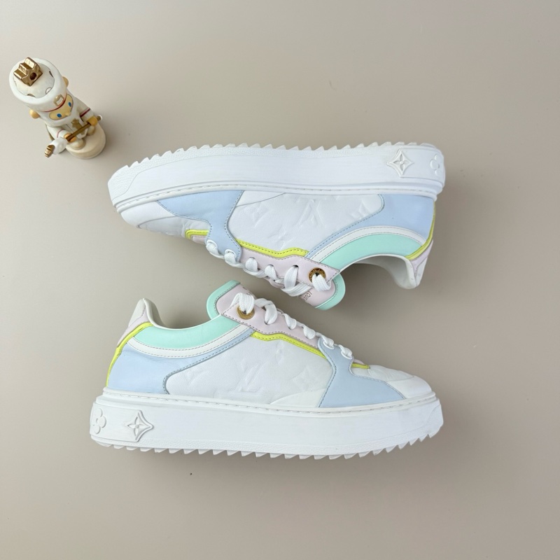 LV/路易威登 Time Out藍粉浮雕老花休閒鞋 36碼 98新 品相不錯-4