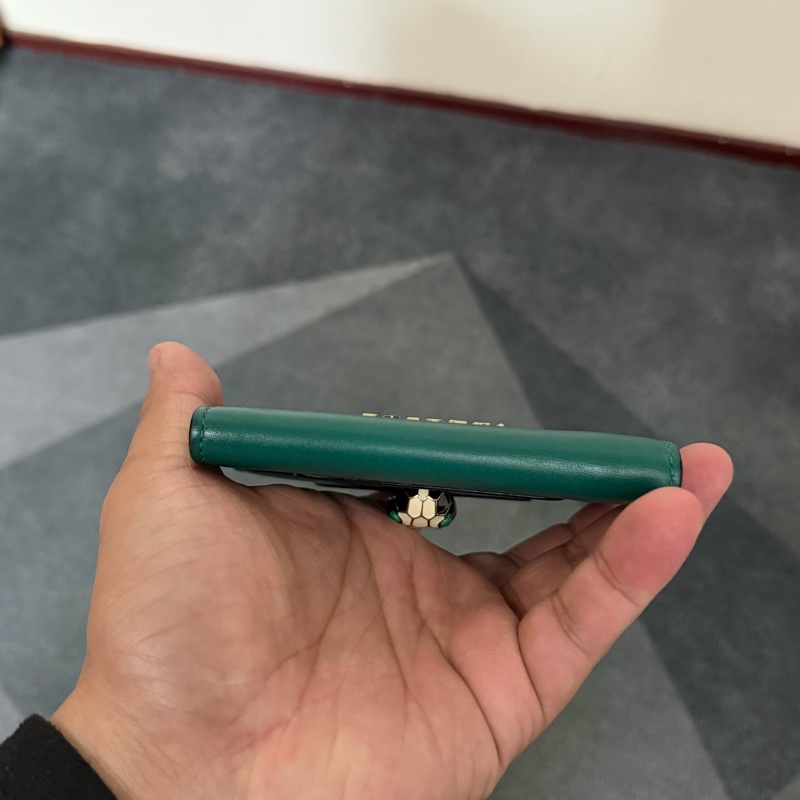 寶格麗 Serpenti 瑪瑙眼蛇頭小牛皮 三折短夾-3