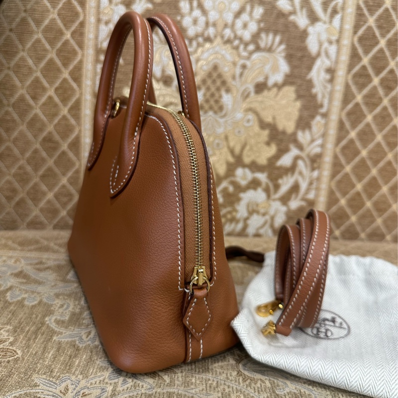 Hermes 37金棕 Evercolor金釦mini Bolide-3