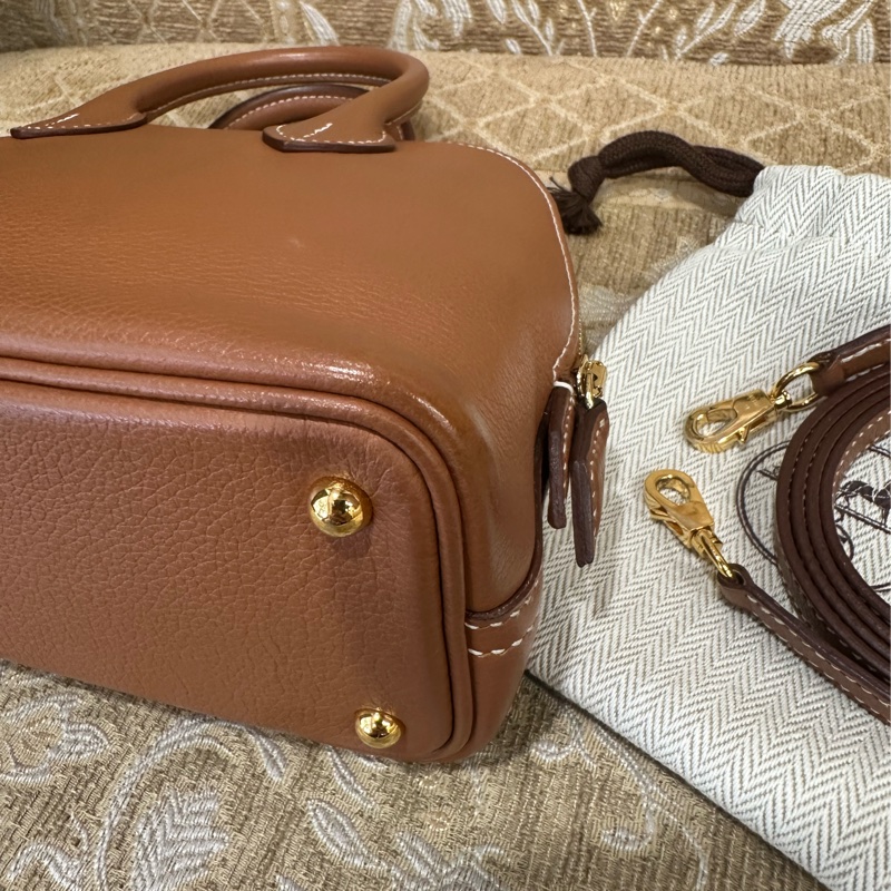 Hermes 37金棕 Evercolor金釦mini Bolide-6