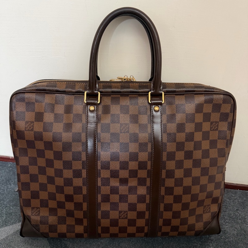 Lv 棕色棋盤格公事包-0