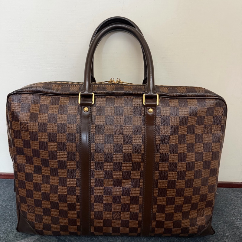 Lv 棕色棋盤格公事包-1