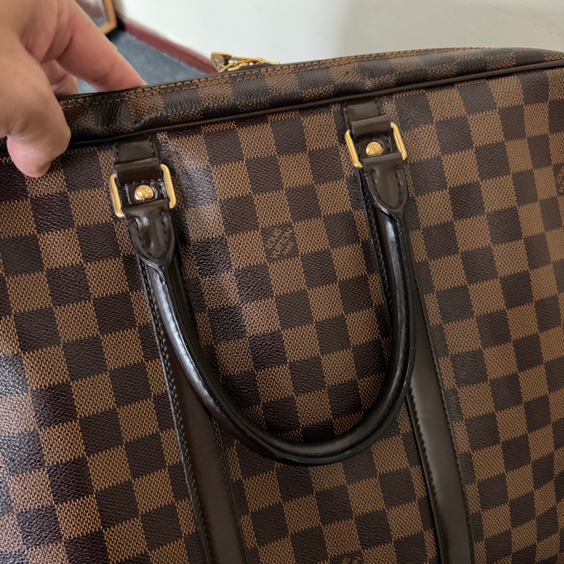 Lv 棕色棋盤格公事包-4