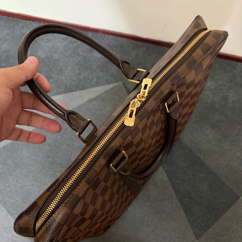 Lv 棕色棋盤格公事包-5