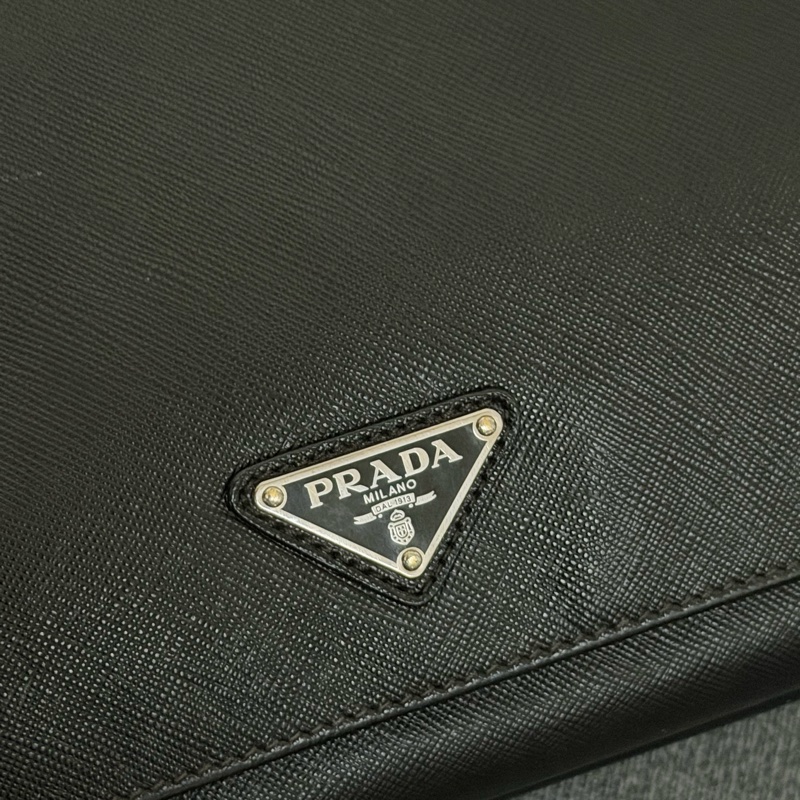 Prada 黑色防刮牛皮公事包-5