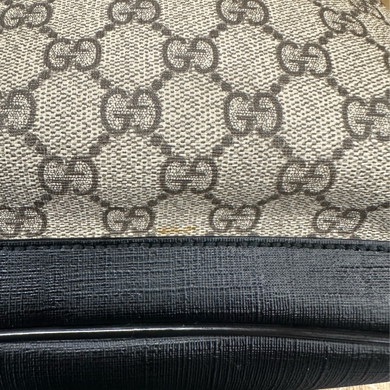 Gucci PVC黑牛皮銀釦前拉鍊口袋後背包-10