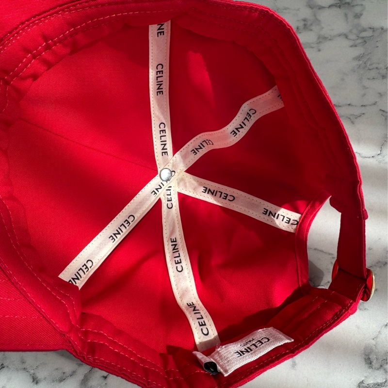 celine紅色白數字棒球帽🧢-4