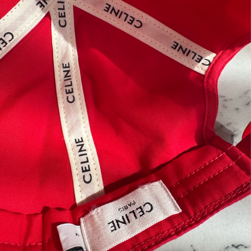 celine紅色白數字棒球帽🧢-5