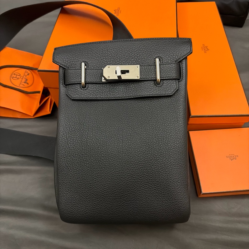 Hermes 愛馬仕Hac a Dos PM肩背包 黑銀閉眼入配色-0
