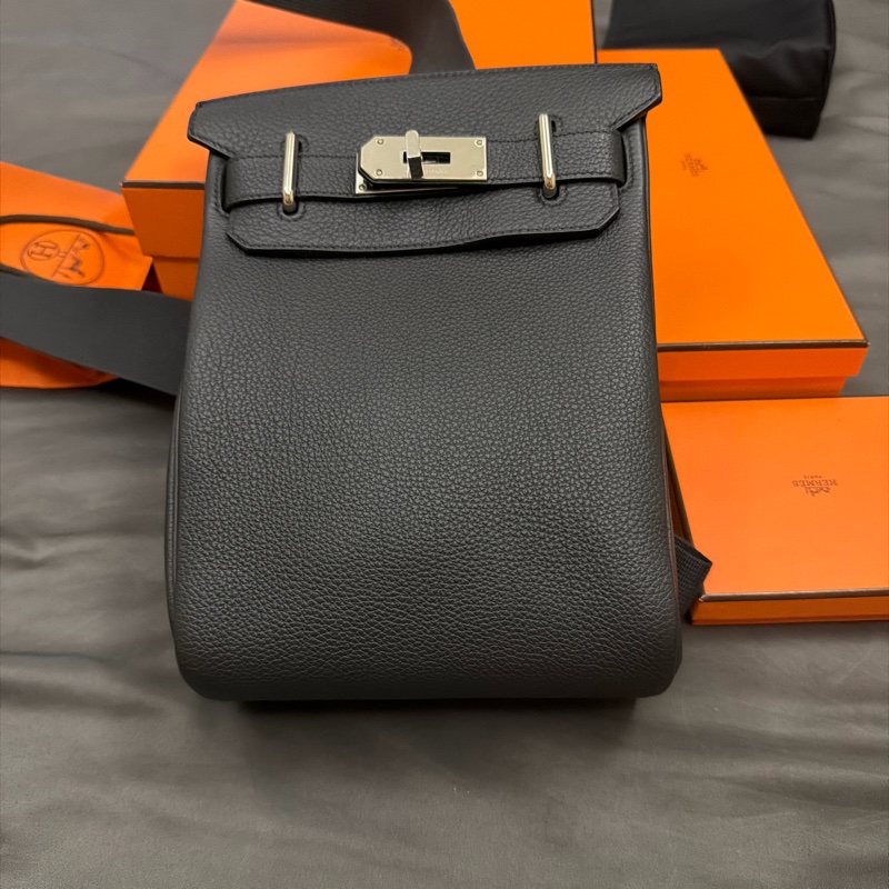 Hermes 愛馬仕Hac a Dos PM肩背包 黑銀閉眼入配色-3