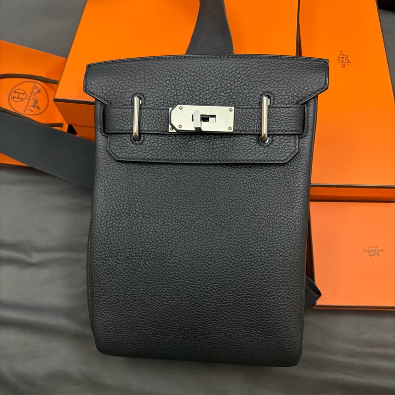 Hermes 愛馬仕Hac a Dos PM肩背包 黑銀閉眼入配色-6