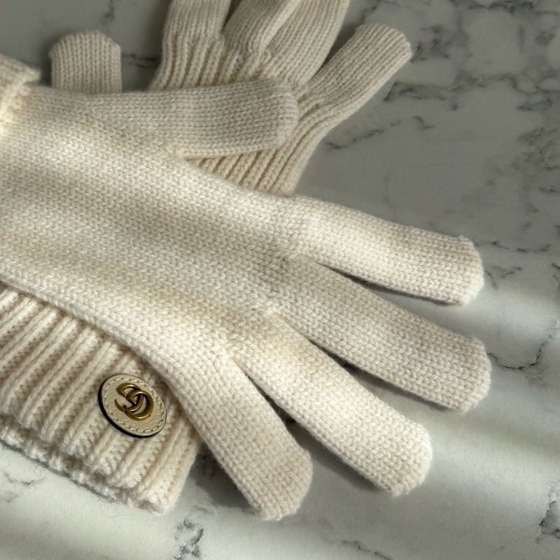 Gucci白色小圓logo手套🧤-5