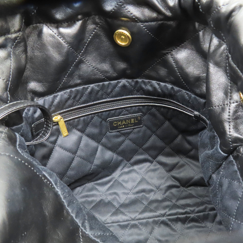 黑色 牛皮 22 鍊帶 肩背包 金釦【CHANEL 香奈兒】 AS3260-5