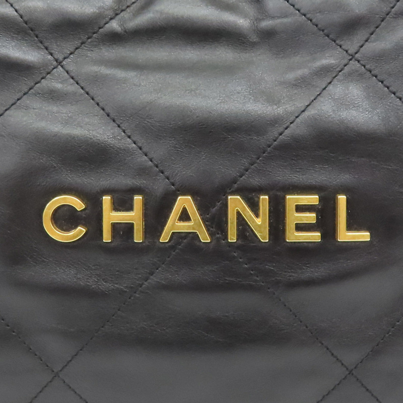 黑色 牛皮 22 鍊帶 肩背包 金釦【CHANEL 香奈兒】 AS3260-7