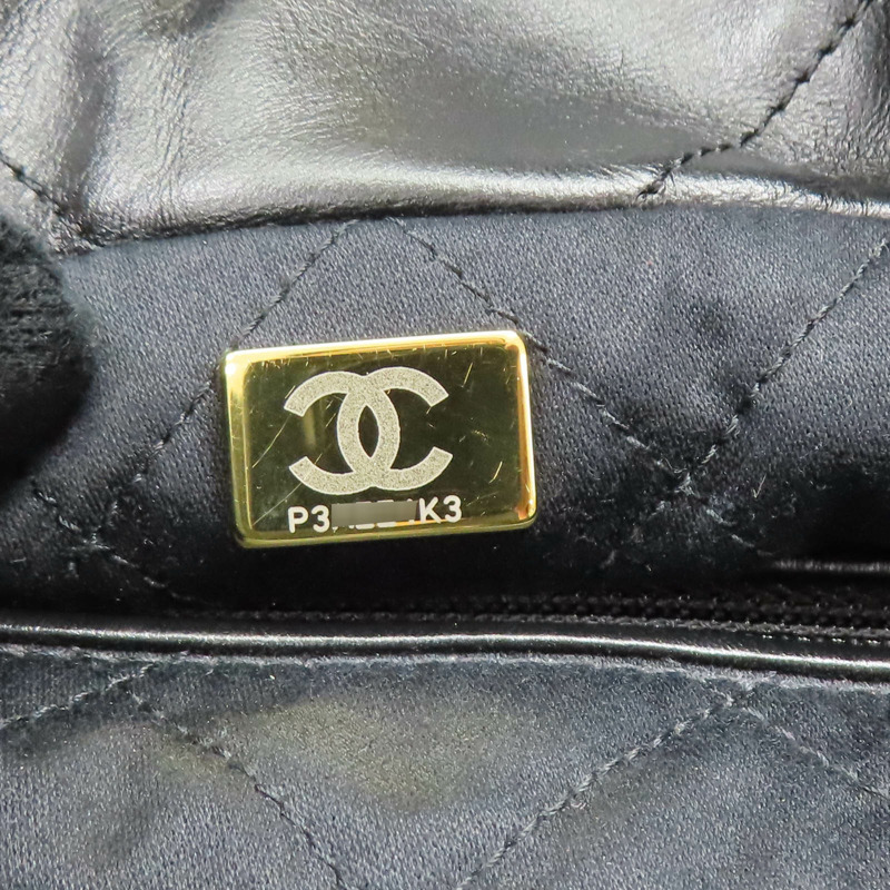 黑色 牛皮 22 鍊帶 肩背包 金釦【CHANEL 香奈兒】 AS3260-9