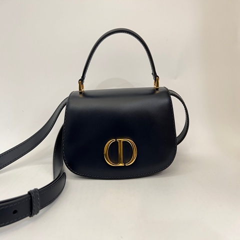 Dior 深藍牛皮藍緹花布MontaigneAvenue手提肩斜背包