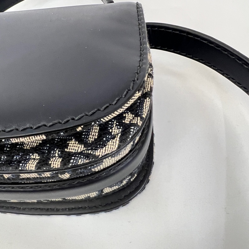 Dior 深藍牛皮藍緹花布MontaigneAvenue手提肩斜背包-3