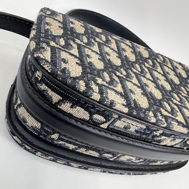 Dior 深藍牛皮藍緹花布MontaigneAvenue手提肩斜背包-6