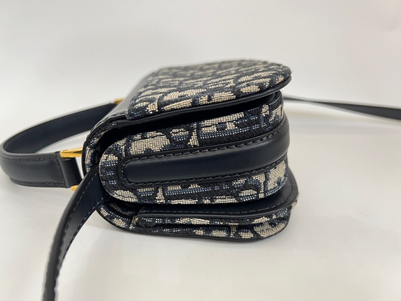 Dior 深藍牛皮藍緹花布MontaigneAvenue手提肩斜背包-8