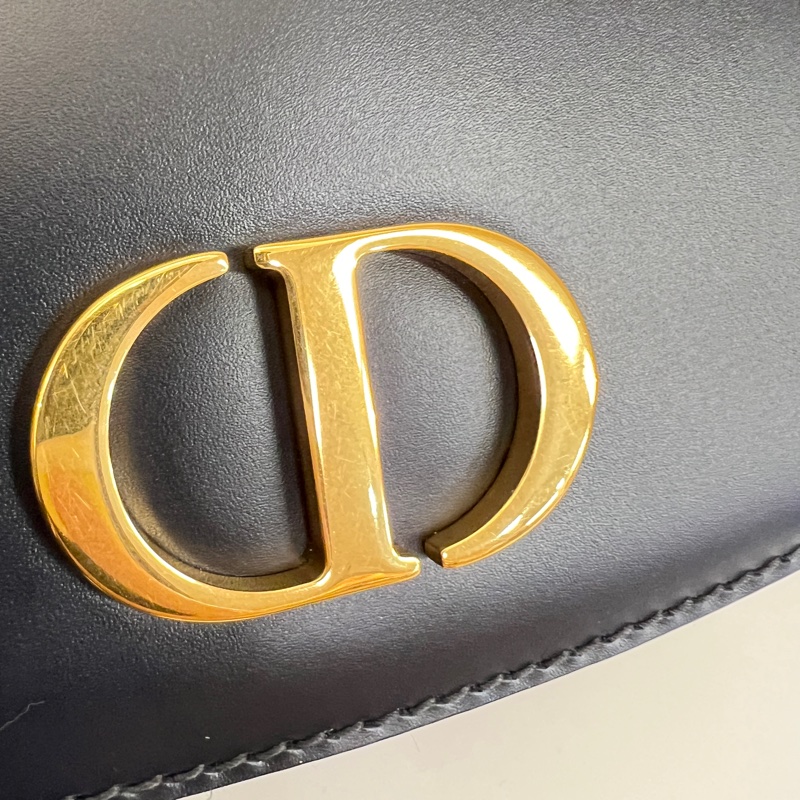 Dior 深藍牛皮藍緹花布MontaigneAvenue手提肩斜背包-11