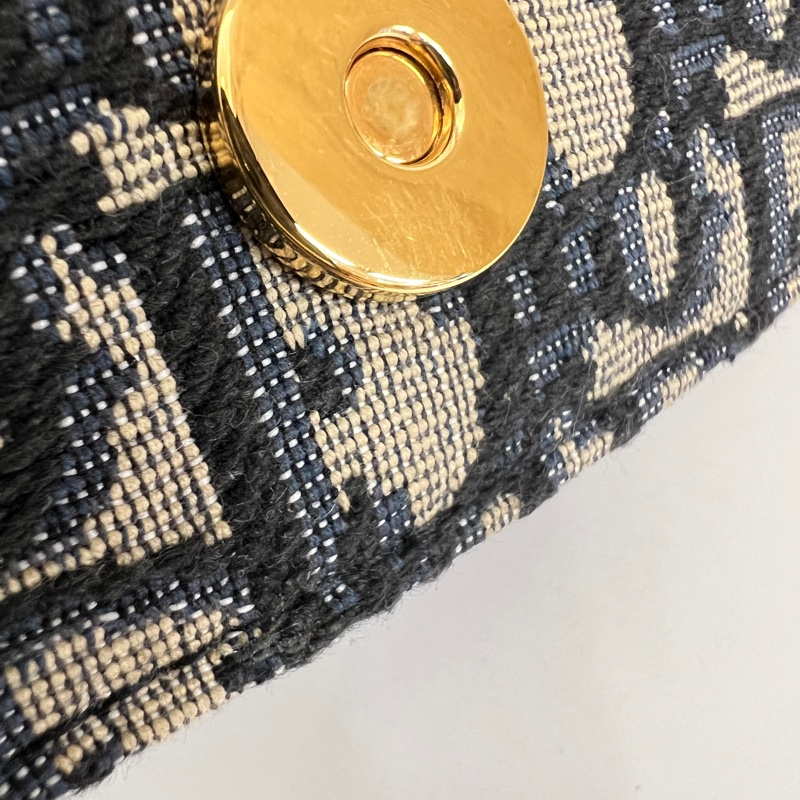 Dior 深藍牛皮藍緹花布MontaigneAvenue手提肩斜背包-13