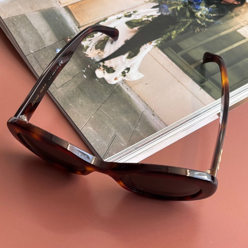 ::CELINE:: Triomphe 01 經典凱旋門 玳瑁色橢圓框墨鏡 太陽眼鏡  Sunglasses-13