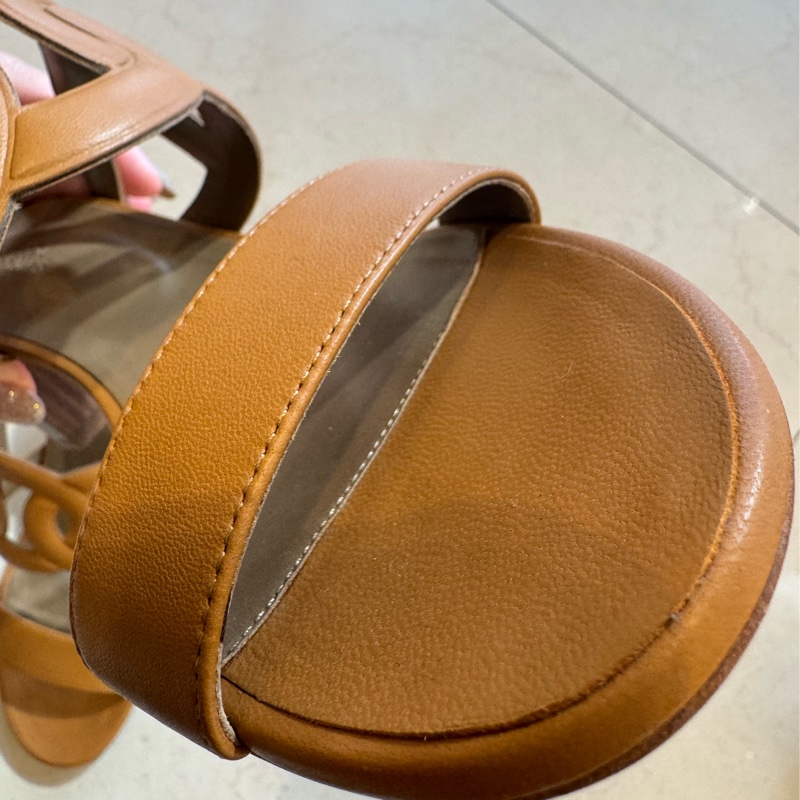 Hermes駝色豬鼻子高跟拖鞋 39.5號-7