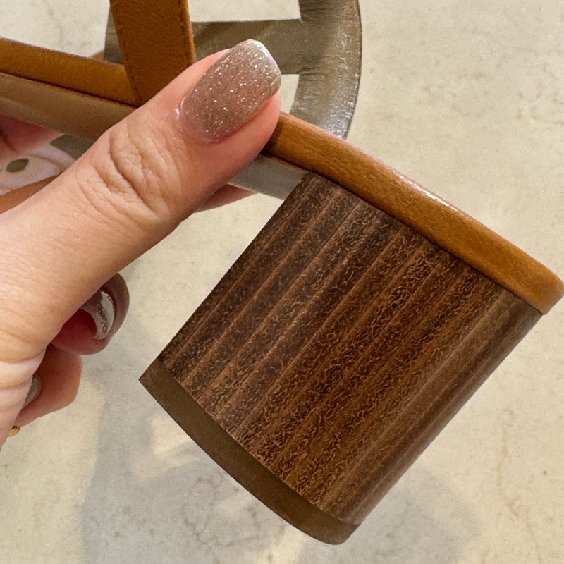 Hermes駝色豬鼻子高跟拖鞋 39.5號-17