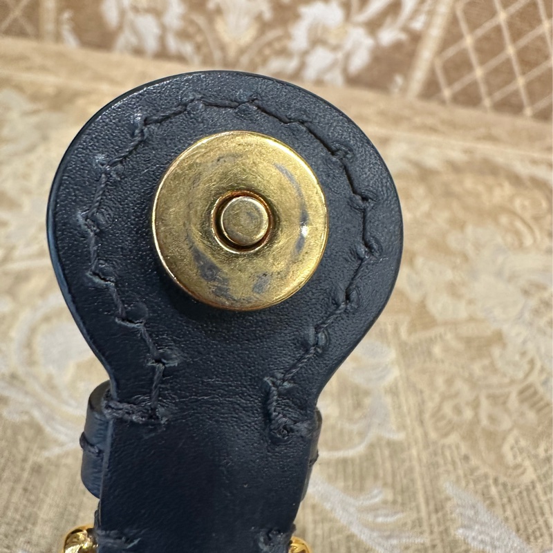 Dior 藍緹花布金釦下蓋斜背中碼Bobby包M9319UTZQ-10