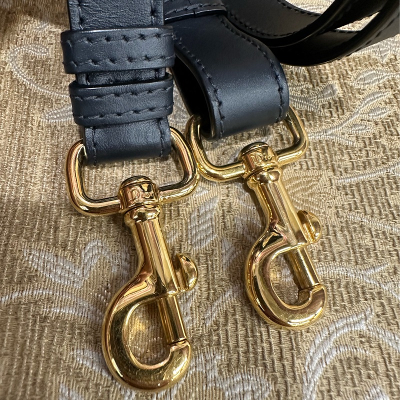 Dior 藍緹花布金釦下蓋斜背中碼Bobby包M9319UTZQ-12