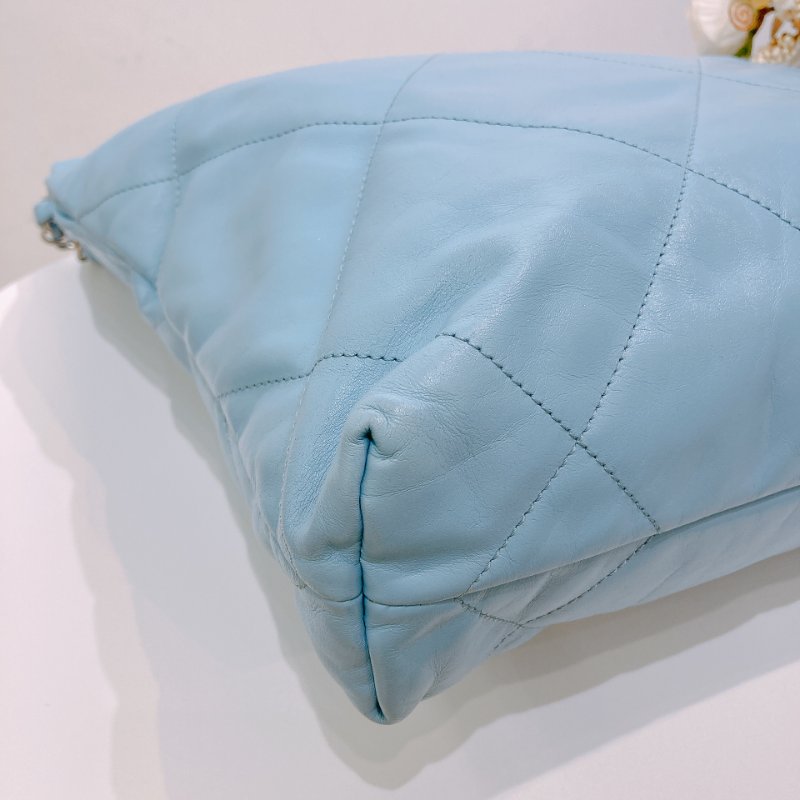 TW4602 Chanel 香奈兒 托特包 小號 垃圾袋 糖果藍 22 Small Handbag Sky Blue x PHW Shiny Calfskin-7