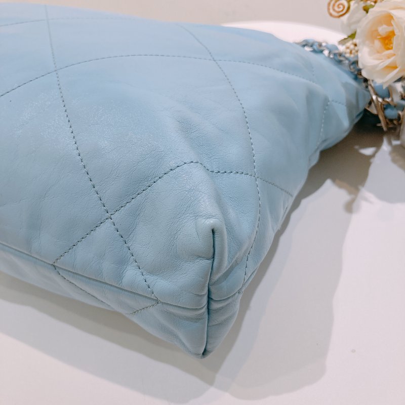 TW4602 Chanel 香奈兒 托特包 小號 垃圾袋 糖果藍 22 Small Handbag Sky Blue x PHW Shiny Calfskin-8