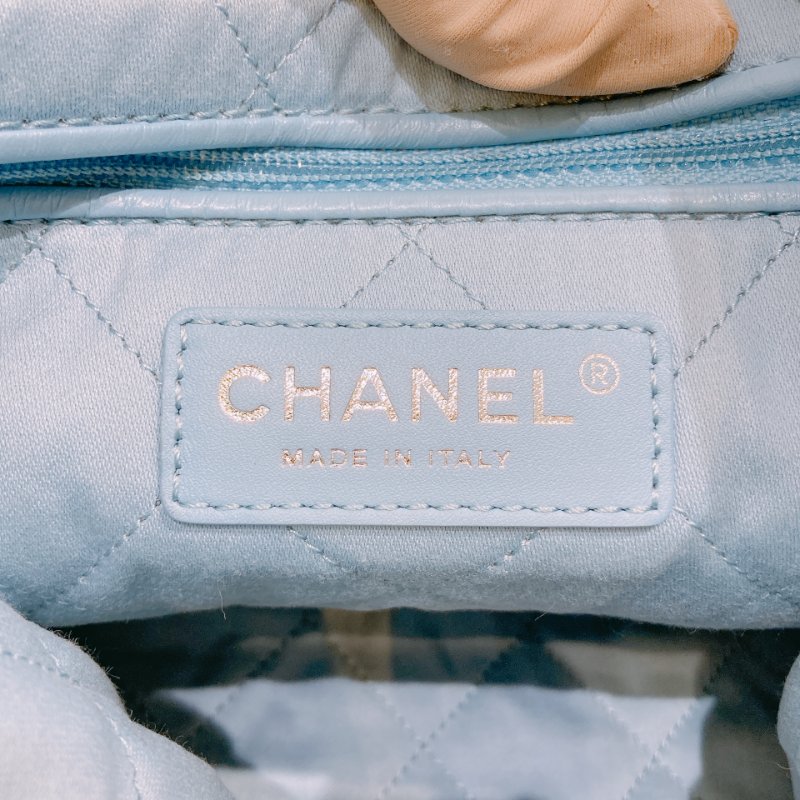 TW4602 Chanel 香奈兒 托特包 小號 垃圾袋 糖果藍 22 Small Handbag Sky Blue x PHW Shiny Calfskin-11