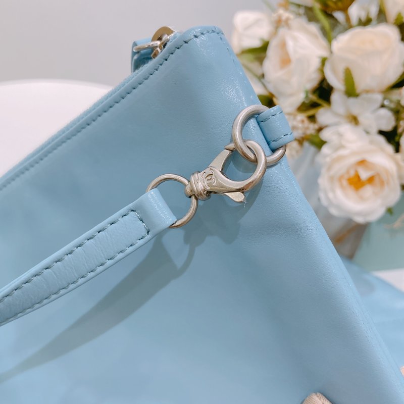 TW4602 Chanel 香奈兒 托特包 小號 垃圾袋 糖果藍 22 Small Handbag Sky Blue x PHW Shiny Calfskin-15