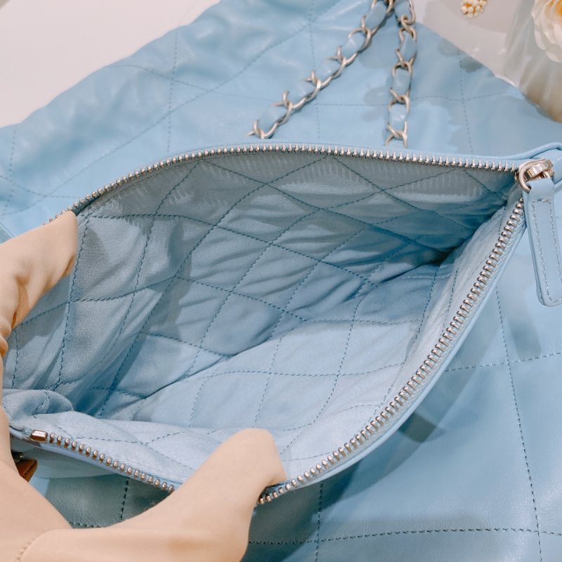 TW4602 Chanel 香奈兒 托特包 小號 垃圾袋 糖果藍 22 Small Handbag Sky Blue x PHW Shiny Calfskin-16