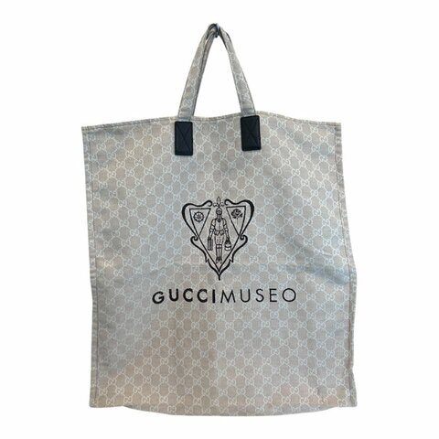 GUCCI 米色緹花布直立手提托特包