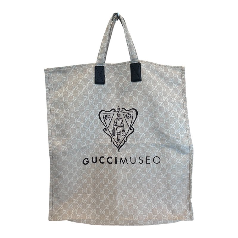 GUCCI 米色緹花布直立手提托特包-0