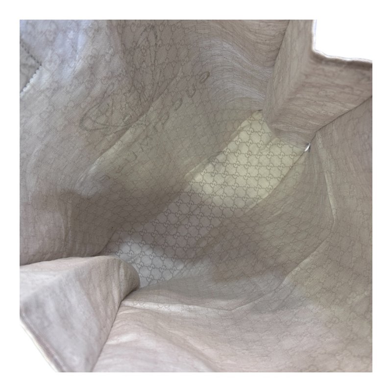 GUCCI 米色緹花布直立手提托特包-3