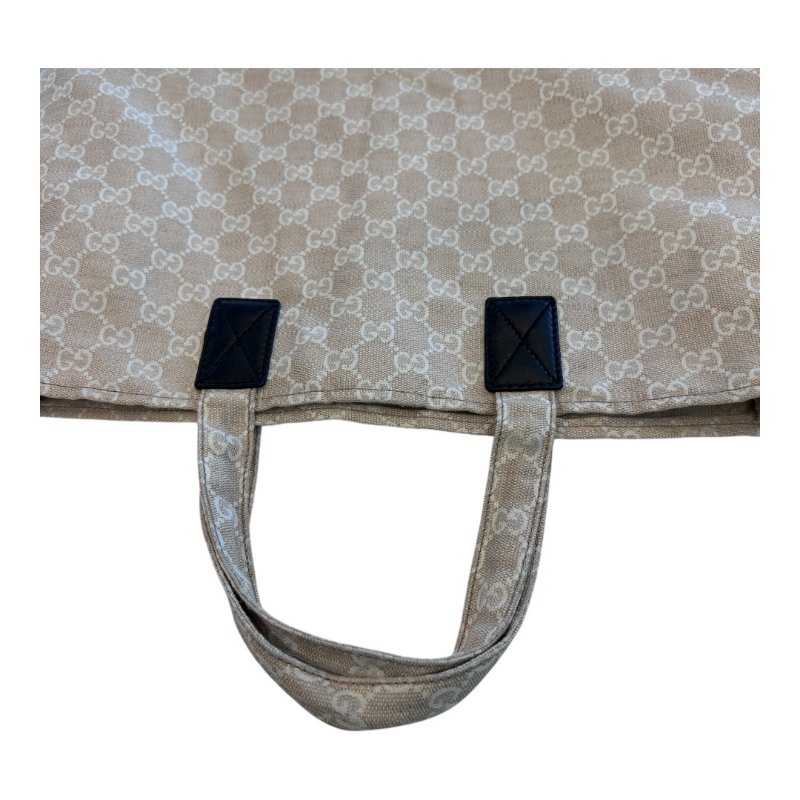 GUCCI 米色緹花布直立手提托特包-5