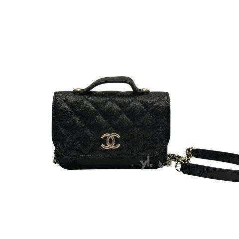 Chanel包包 黑荔枝皮金釦Mini郵差包AP2914