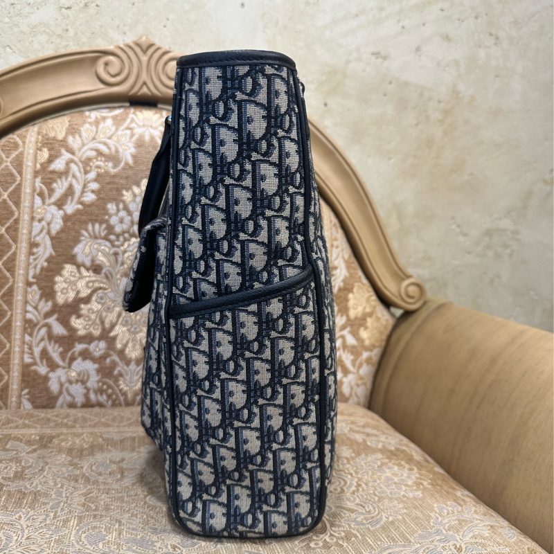 Dior 藍緹花布銀釦Oblique Explorer托特包 1ESSH069YKY-2