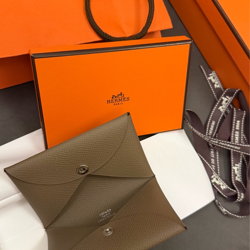 Hermès 大象灰calvi卡包-0