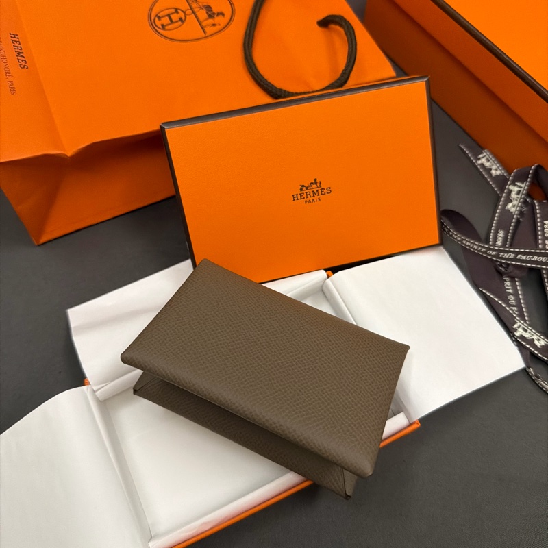 Hermès 大象灰calvi卡包-3