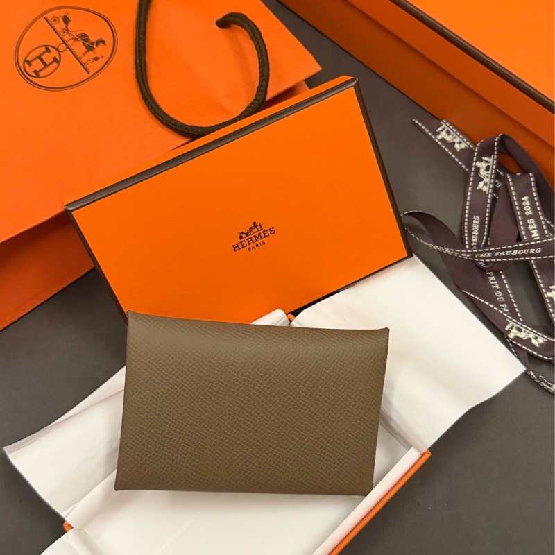 Hermès 大象灰calvi卡包-5
