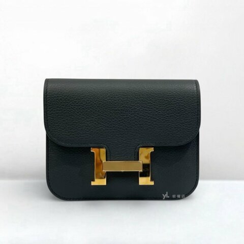 Hermes包包 Mini Constance Slim Epsom H0霧霾灰金釦腰包