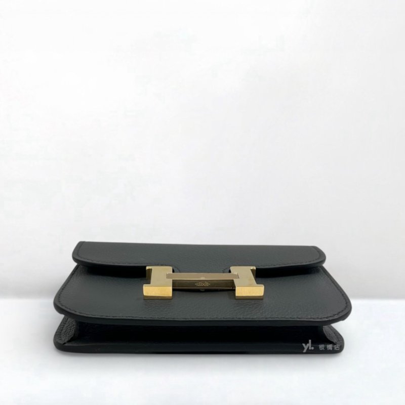 Hermes包包 Mini Constance Slim Epsom H0霧霾灰金釦腰包-4